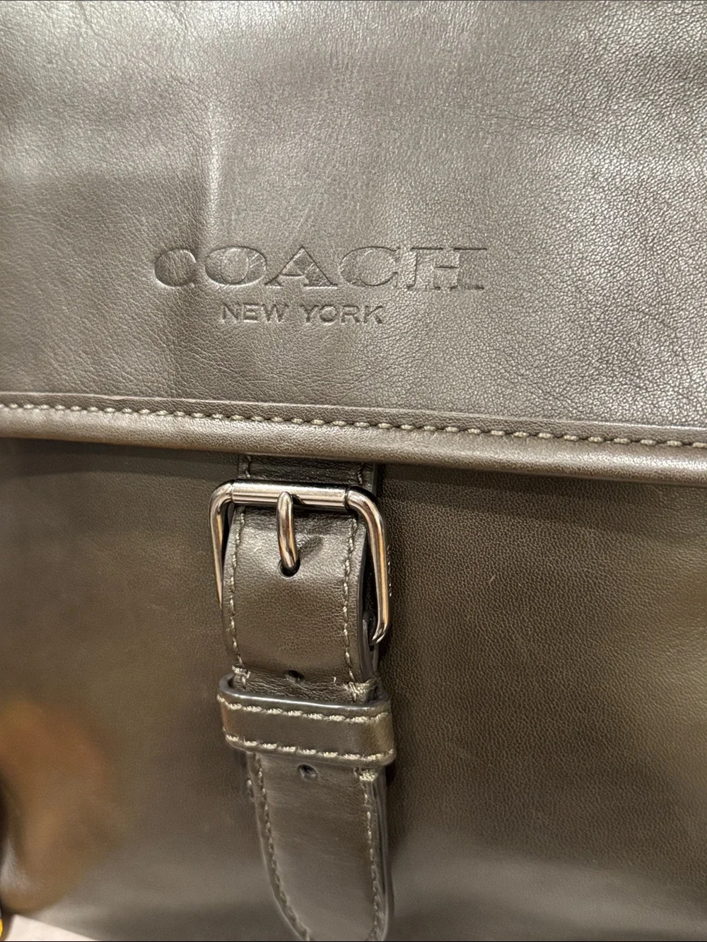 Coach Bag Messenger Dark Olive Green Leather Crossbody Bag